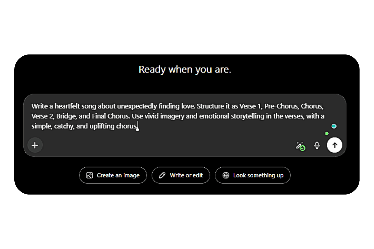 Escribir un prompt que coincida con la canción en tu cabeza