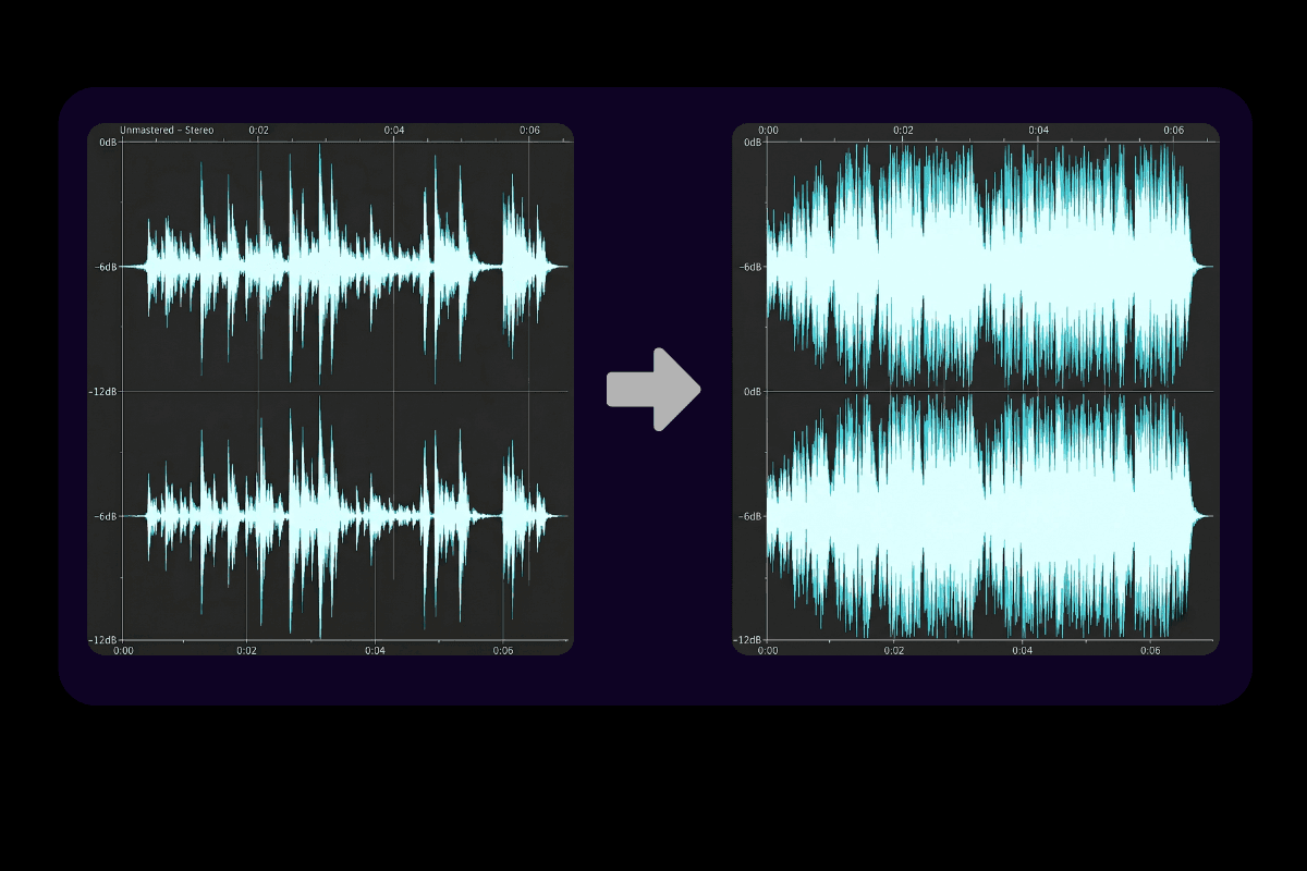 An unmastered waveform and a mastered waveform.
