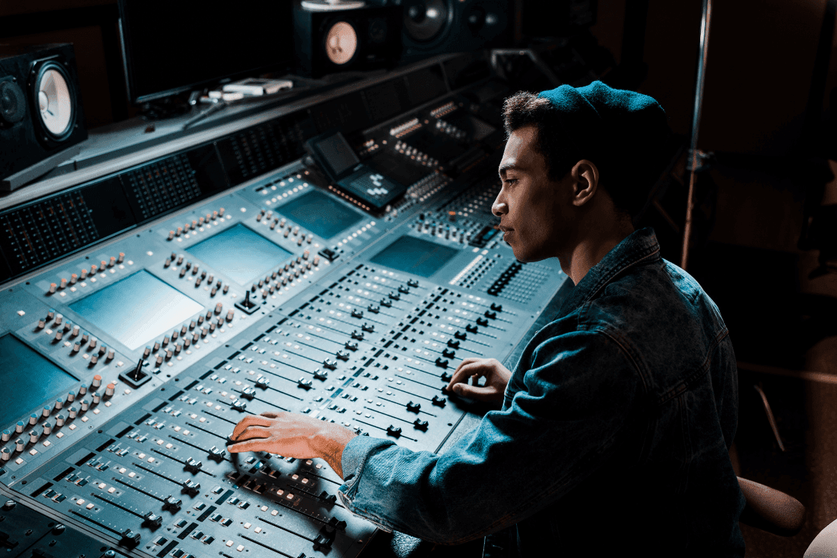 Audio Engineer in the music studio