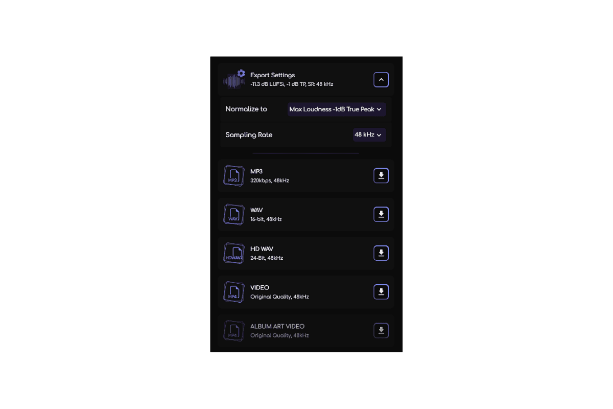 Remasterify Export Setting controls